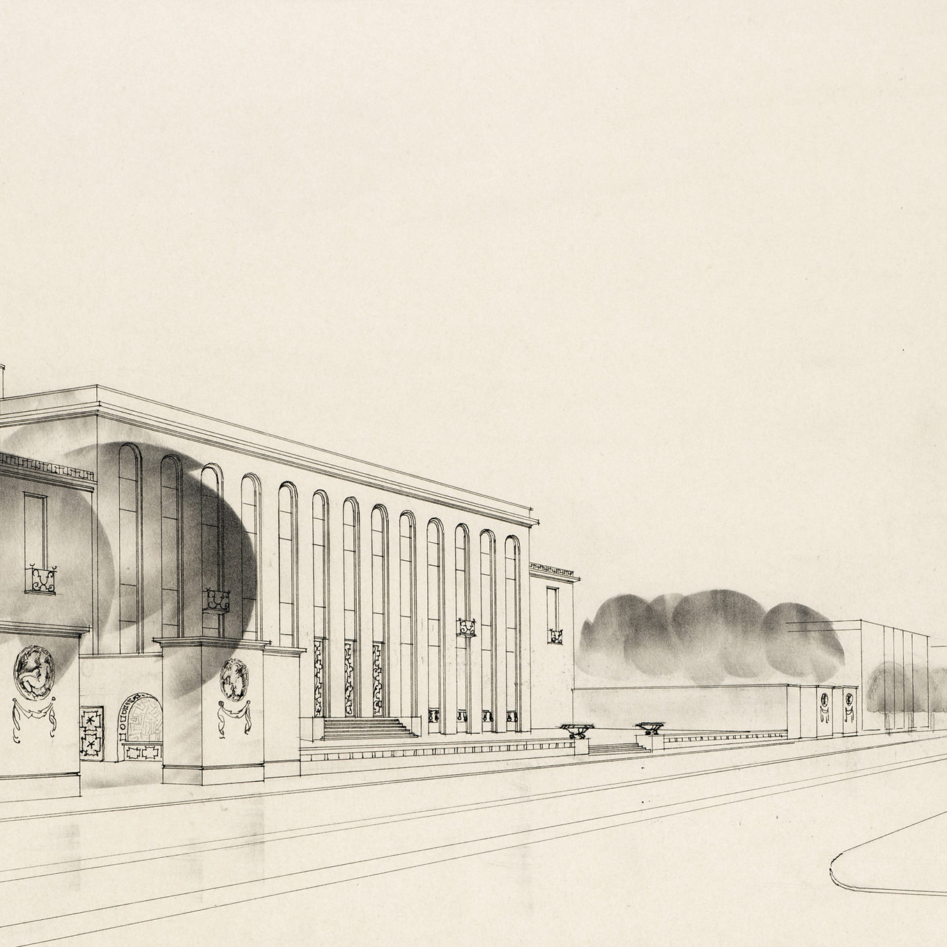 Viipurin kirjasto. Uno Ullbergin kilpailuehdotus. 1927